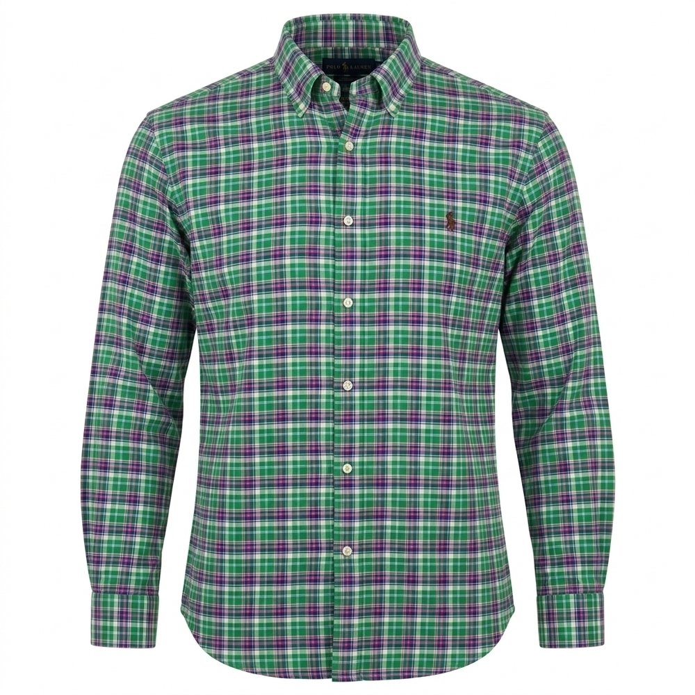 Ralph Lauren Green and Purple Plaid Button-Down Shirt